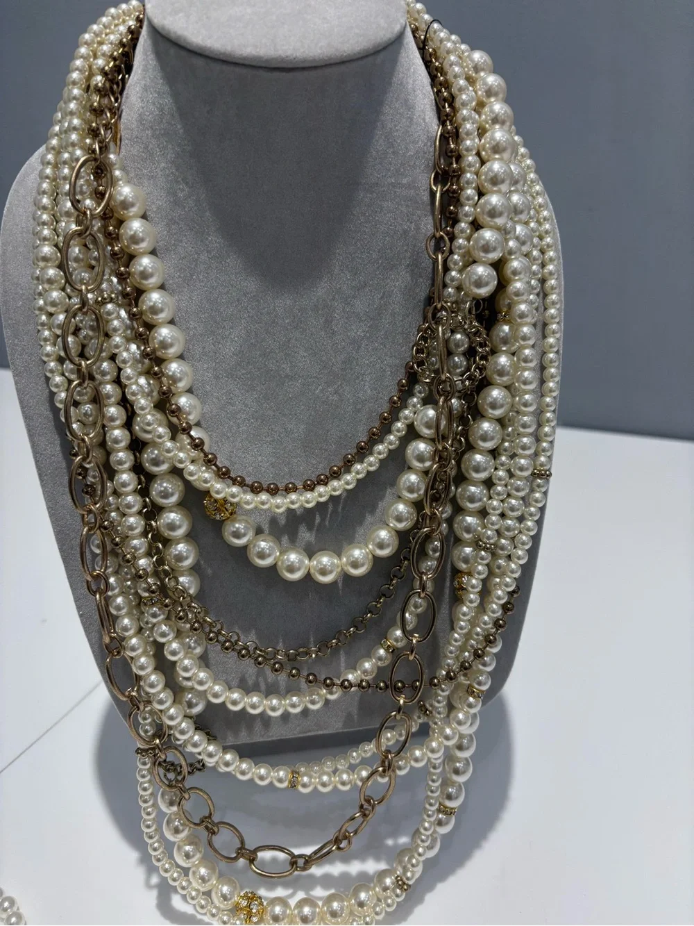Aldo Multi-Strand Pearl and Gold-Tone Layered Necklace